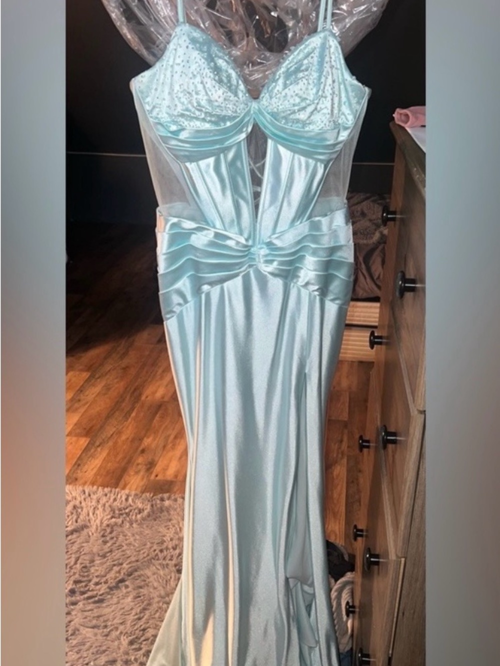 Light Blue Prom Dress with Front Slit - Picture 7 of 9